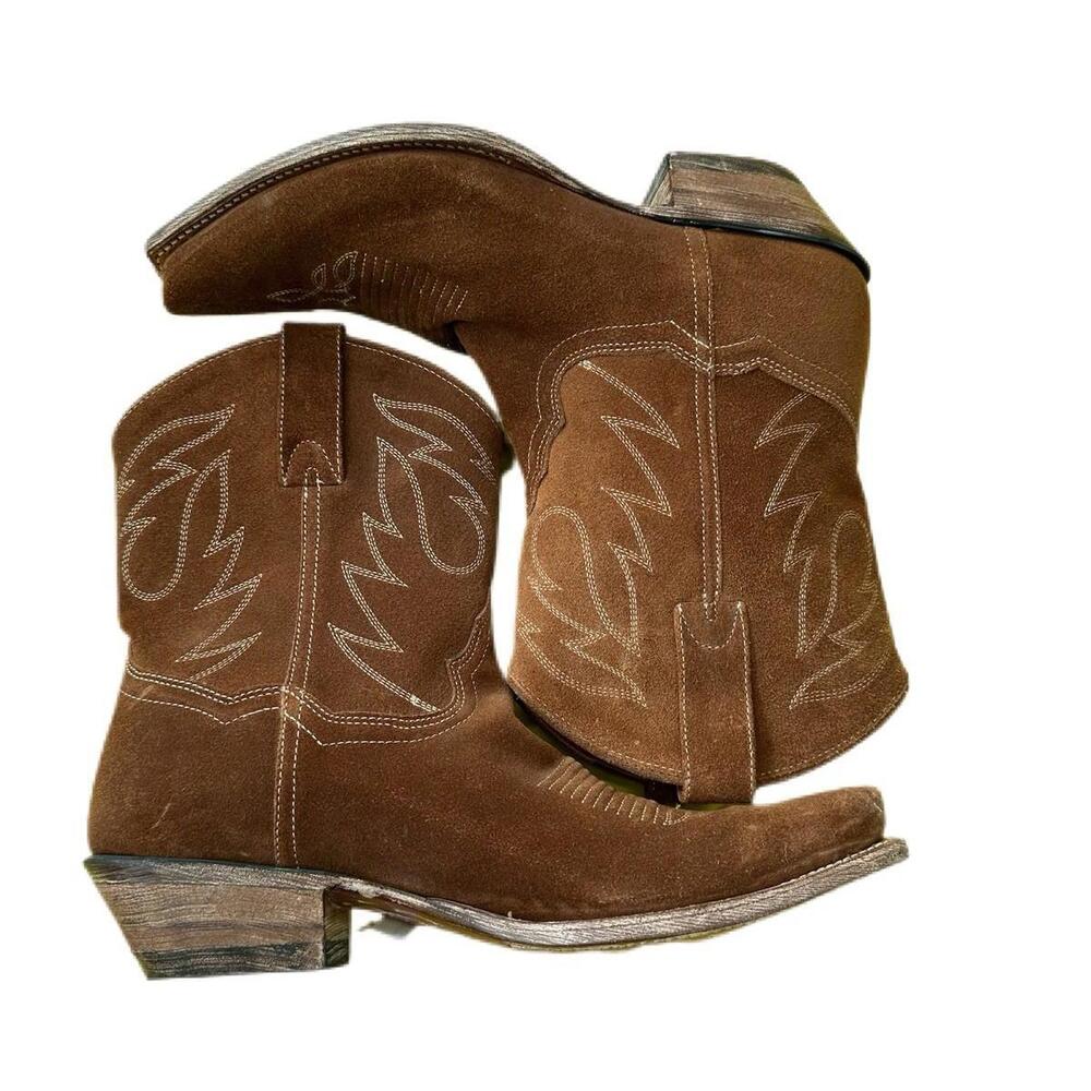 Dan Post Brown Suede Western Ankle Boots